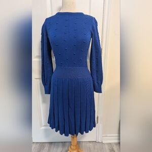 Eliza J Textured Royal Blue Long Sleeve Dress